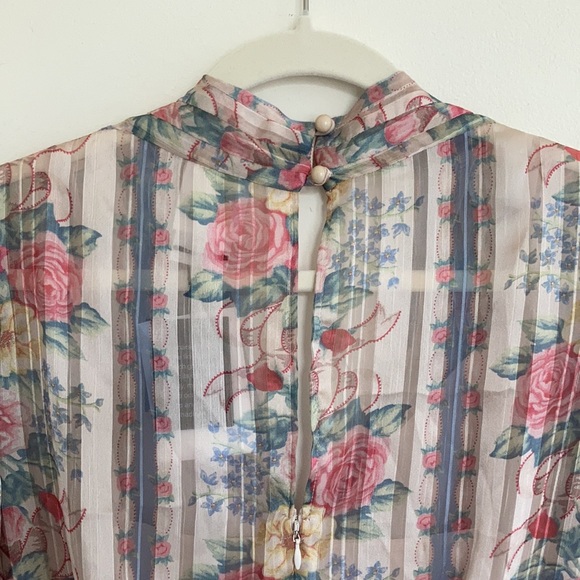 NWT Anna Sui Womens Dress Sz 12  Sheer Whimsy Floral Cottagecore Coquette Pastel - Picture 15 of 16